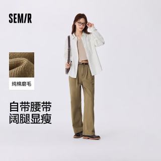 森马 字母印花阔腿裤 咖色 S 女士休闲裤