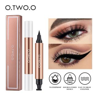 O.TWO.O OTWOO印章柔滑眼线笔不晕染双头不掉色防水不脱妆黑色眼线笔防汗~