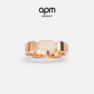 APM Monaco 玫瑰金色戒指对戒 精致简约轻奢饰品
