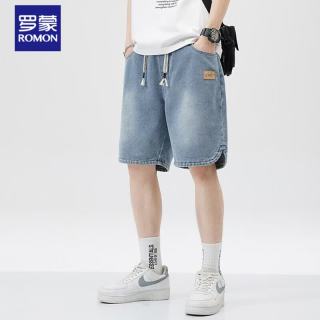 罗蒙 男士星空纹牛仔短裤 直筒宽松五分裤