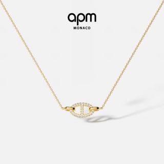 APM Monaco Maille Marine项链金黄色锁骨链高级时尚感个性女