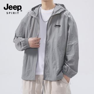 JEEP SPIRIT 防晒衣男士夏季新款冰丝轻薄男装大码男服外套ZH7777水泥灰XL