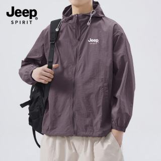 JEEP SPIRIT 防晒衣男士夏季新款冰丝轻薄男装大码男服外套ZH7777旷野紫XL