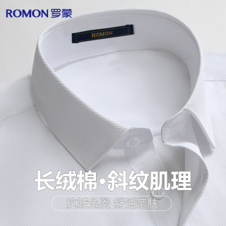 罗蒙 长袖衬衫男士纯色白衬衫上班商务休闲职业工装正装衬衣开衫男装
