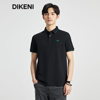 迪柯尼 男装短袖夏季新款时尚微户外高品质桑蚕丝棉POLO衫 黑色 2XL （54）