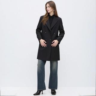 限尺码：Massimo Dutti 通勤简约风带垫肩毛呢外套中长大衣女