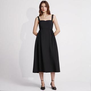 ZARA 纯色系 女士极简小黑裙 宽松遮肉吊带连衣裙