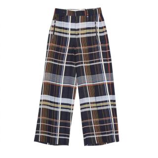 ZARA 女士时尚潮流设计感格纹拼色日常休闲直筒长裤