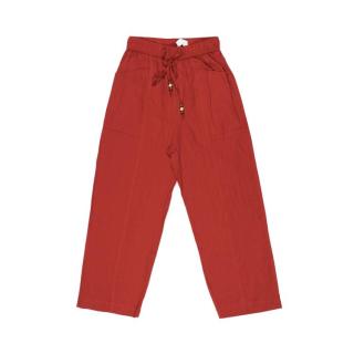 ZARA 春夏季休闲百搭女士松紧腰系绳纯色宽松直筒裤