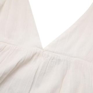 ZARA 森系文艺风米白色棉麻吊带女式衬衫