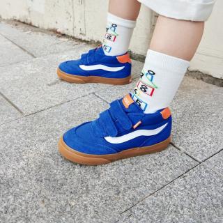 VANS 童鞋官方 Brooklyn Mid V蓝色魔术贴牛筋底小童板鞋
