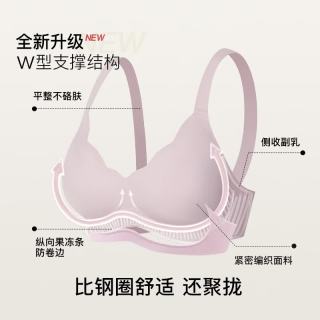 Ubras 单件67.5 Ubras 小花瓣杯软支撑无钢圈文胸 奶盐蓝色+桃沙粉色 S 2件装