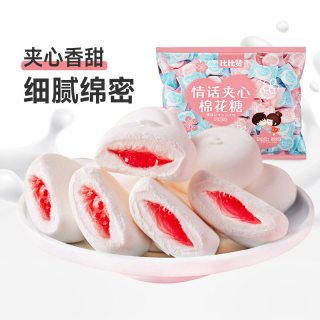88VIP：比比赞 草莓味夹心棉花糖 500g 约80个