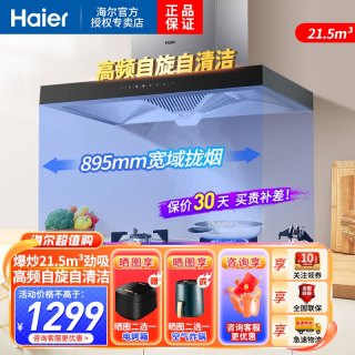 海尔 油烟机欧式顶吸21.5立方大吸力一级能效E900T11