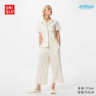 优衣库 AIRism棉混纺睡衣/短袖/七分裤优衣库女装起居服26春夏新款482653