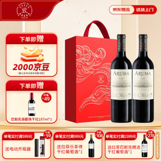 拉菲古堡 凯洛酒庄 CARO 爱汝 马尔贝克门多萨干型红葡萄酒 2瓶*750ml套装 红色礼盒装