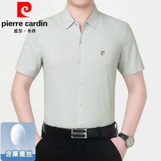 皮尔·卡丹 皮尔卡丹（pierre cardin）品牌男装衬衫 桑蚕丝短袖衬衫 2026夏季新款商务休闲抗皱