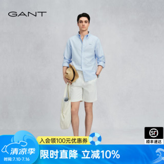 GANT 26新款夏季休闲裤男士美式复古休闲棉麻四分纯色短裤 115-白色 L