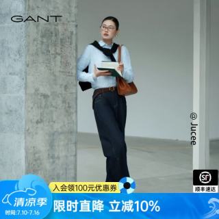 GANT 26春夏新款女阔腿宽松纯棉休闲牛仔裤显瘦裤子 433-藏蓝色 M