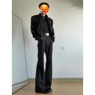 杜小闲 cleanfit黑色微喇弯刀裤子男高级感垂坠感西装裤高个子加长小西裤 黑色加长款 XL [推荐120-140斤]