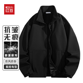 Hodo 外套男士冬季立领双层夹克男抗皱防污休闲户外通勤上衣男黑色3XL