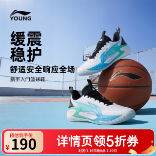 李宁 童鞋儿童运动鞋男大童天影2反光支撑稳定回弹篮球鞋YKBW032 标准白/黑色-1 38