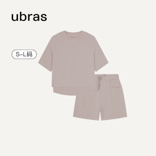 Ubras 夏季薄款休闲睡衣短袖短裤套装可外穿居家服甜杏仁色