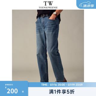 TEENIE WEENIE Men小熊男装修身直筒舒适通勤牛仔长裤 蓝色 L
