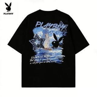 PLAYBOY 趣味印花短袖T恤男士重磅纯棉透气清爽百搭亲肤舒适体恤男装上衣