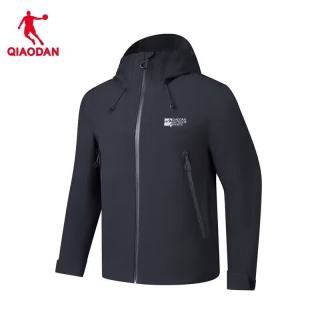 乔丹 山神硬壳冲锋衣 外套运动风衣防泼水户外登山服夹克上衣 黑色 S 165