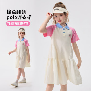 迪士尼 女童夏季连衣裙小女孩polo衫公主裙宝宝儿童裙子2026新款洋气童装