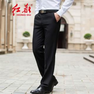 红都 男士西裤商务西服裤夏季簿款休闲直筒西装裤上班职业正装裤 藏蓝 常规 KL936-1 29