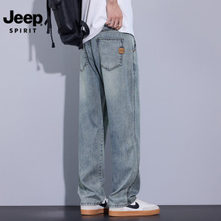 JEEP SPIRIT 吉普天丝牛仔裤男士2026夏季薄款直筒垂感冰丝休闲长裤子复古蓝31