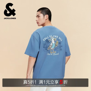 杰克琼斯 杰克·琼斯（JACK&JONES） 男装夏季T恤时尚潮流印花图案设计舒适短袖圆领宽松226201109
