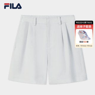 FILA 官方女士梭织短裤2026夏新款宽松裤子时尚休闲裤三分裤 山岩灰-GY M 165/66A/M