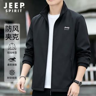 JEEP SPIRIT 吉普夹克男春秋季商务行政外套男休闲立领夹克户外防泼水防风上衣