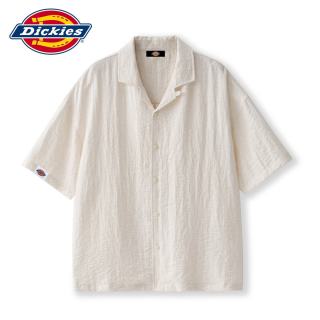 Dickies 亚麻冰丝短袖衬衫男士夏季新薄款米白色  薄款 L