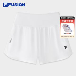 FILA FUSION斐乐潮牌女士梭织短裤2026夏新款简约裤子宽松三分裤 标准白-WT M 165/66A/M