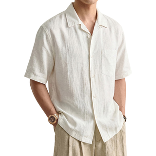 罗蒙 冰丝混纺透气 黑色 XL 男士短袖衬衫