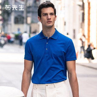 布先生 T恤春夏短袖polo衫翻领纯色男装衣服 男士中年休闲打底AT11260 深皇家蓝 L (175)