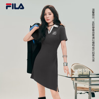 FILA 杨幂同款连衣裙|斐乐官方女装2025夏季新款时尚凉感针织连衣裙 星舰灰-GY L 170/88A/L