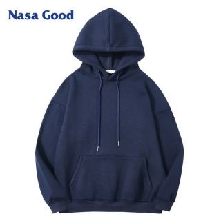 NASA GOOD 连帽卫衣男秋季潮流时尚棉质舒适百搭运动休闲男装打底衫 蓝S