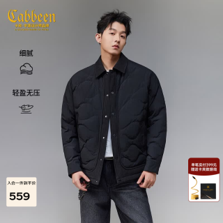 卡宾 翻领夹克羽绒服男2025冬季新款美式工装保暖外套 煤黑色01 M /170/48