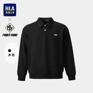 海澜之家 卫衣男秋季26新款POWER YOUNG系列柔软翻领长袖男HNZWW3F083A 黑色1C XL 180/96A