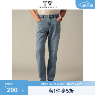 TEENIE WEENIE Men小熊男装修身直筒舒适通勤牛仔长裤 浅蓝 L