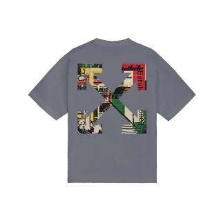OFF-WHITE 情侣装新款潮牌男士宽松短袖T恤高端纯棉半袖衣服 灰色 2XL