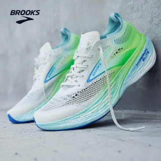 BROOKS 龙卷风Hyperion Elite4PB碳板跑鞋专业马拉松男女竞速跑鞋 浅灰白/壁虎绿/钴蓝色