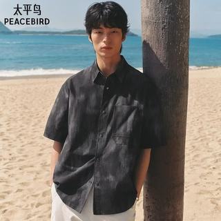 太平鸟 BBCJG214D 格纹印花 黑色 L 男士衬衫