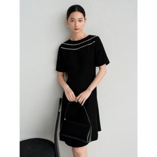 JZ玖姿 JUZUI玖姿醋酸设计感仿珍珠领口连衣裙女夏季JWFX50036