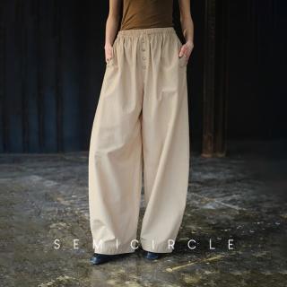 限尺码：半圆 SEMI[文艺]女装2026夏季休闲纽扣设计感褶皱立裁裤子女